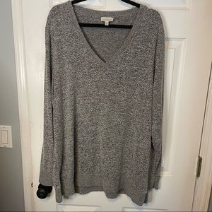 Lucky Brand V-Neck Long Sleeved Sweater Black Gray Size XXL